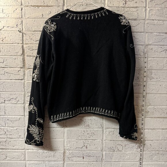 All Week Long Black Beaded Cardigan Sweater Women’s Medium - Picture 7 of 10